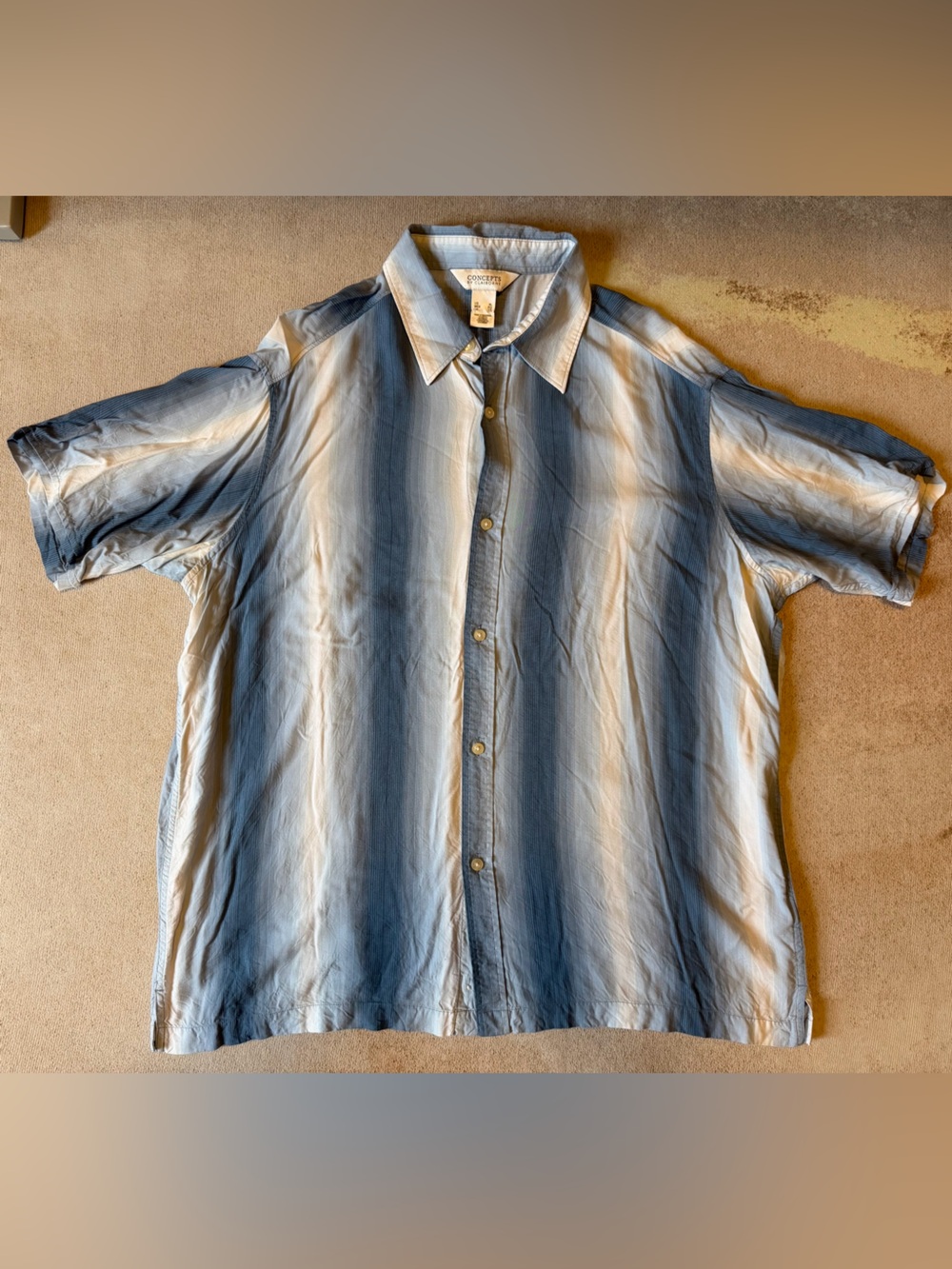 Blue Stripped Shirt-Sleeve Button-Down Shirt